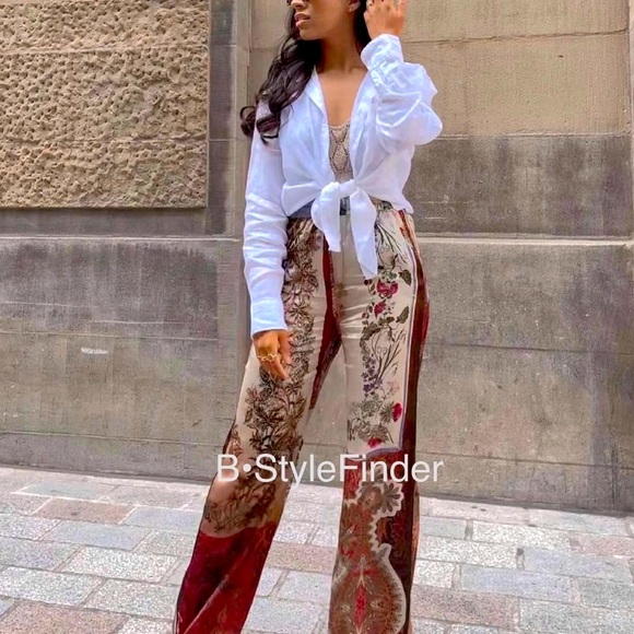 LAST ONE🔥Bloggers Fav| ZARA NWT Patchwork Printed Pants - Picture 6 of 16